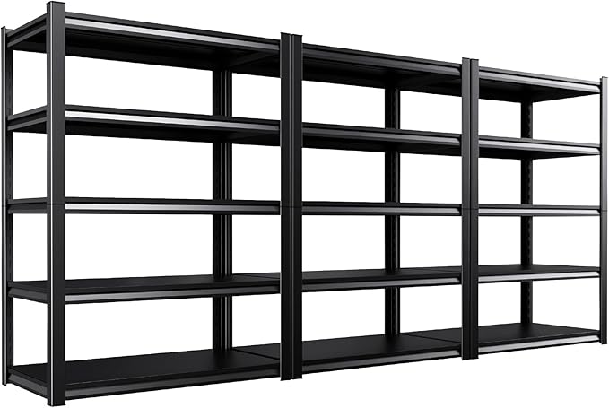Set of 3 Garage Shelving-2050 lbs 5 Tier Storage Shelves,Adjustable Heavy Duty Metal Shelving Unit and Storage Large Rack,Utility Steel Shelf for Warehouse Industrial Pantry Basement 71"x46"x20"