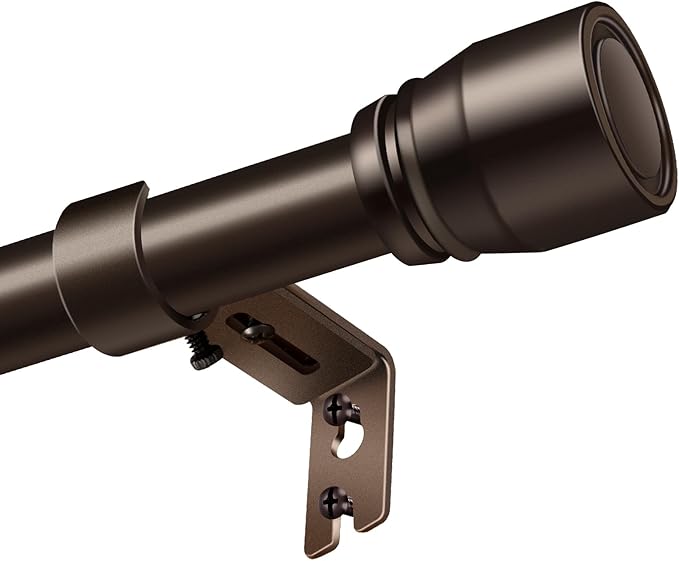 1” Diameter brown curtain rod Itself is 30 to 60 inch. 1 Pack Fits 30-54 inch Windows with Heavy Duty Adjustable brown curtain rods Splicing Metal Extra Long Curtain Rod