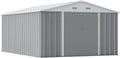 Greesum 10×14 FT Outdoor Storage Shed, Metal Storaged Sheds Without Floor, Tool Sheds with Lockable Doors and Sloping Roof for Garden, Patio, Gray