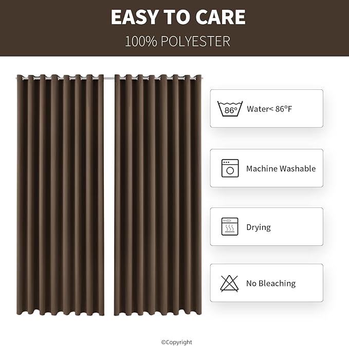 Waterproof Outdoor Curtain W105 x L108 - Grommet Top Sunlight Blocking Window Treatment Drapes Blackout Curtains for Home Bedroom Living Room Outdoor Patio Porch Pergola Cabana Gazebo (2 Panels)