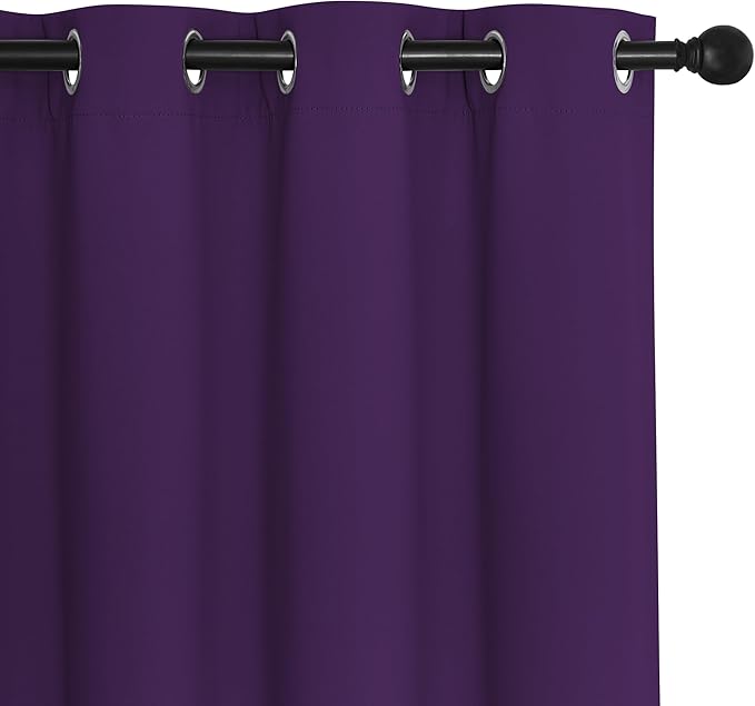 NICETOWN Privacy Room Divider Curtain Thermal Blackout Curtain for Patio Door, Living Room, Bedroom Partition and Shared Office Space, 1 Grommet Panel, Royal Purple, 100 inch x 108 inch Long