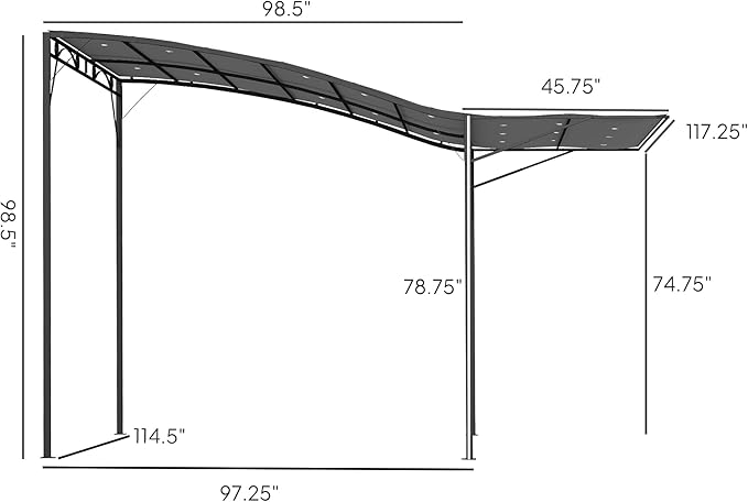 Outsunny 10' x 8' Outdoor Pergola and Patio Gazebo, Extendable Side Awning, Sun Shade Shelter for Garden, Camper, Deck, Doors and Windows, Dark Gray
