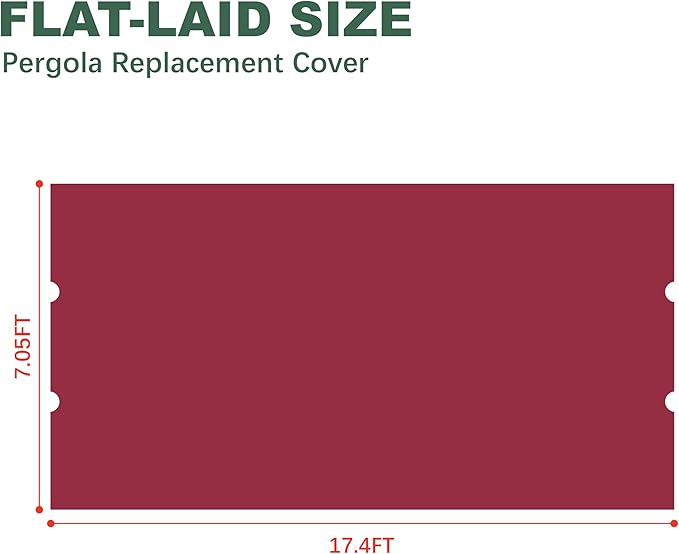 85''x 208'' Universal Doubleton Steel Pergola Replacement Cover for Pergola L-PG080PST, (Burgundy)