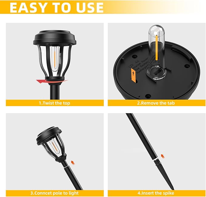 DERAYSION 12 Pack Solar Lights Outdoor, Solar Pathway Lights Auto On/Off Waterproof Garden Landscape Lighting for Path, Yard, Walkway, Driveway, Cold White