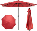 OLIXIS 9ft Patio Umbrella with Tilt and Crank Button & 8 Sturdy Ribs Waterproof, Patio Table Umbrella Perfect for Poolside, Terrace, Beach and Outdoor Restaurant, Red