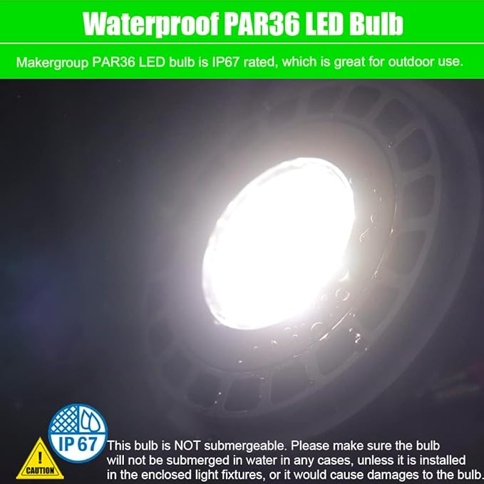 PAR36 Landscape LED Light Bulb 10W 12V Low Voltage Waterproof Spotlight for Outdoor Yard Lighting Tree Light, In-Ground Well Light, Daylight White 5000K