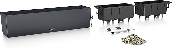 Lechuza 15683 Balconera Color 80 Self-Watering Planter for Indoor and Outdoor Use, 31" x 7" x7", Slate Matte