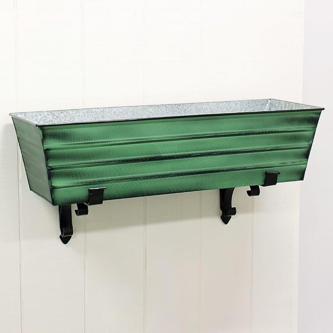 Achla Designs Galvanized Window Flower Box Planter-Green-Large (35.5" L x 11" W x 9.5" D)