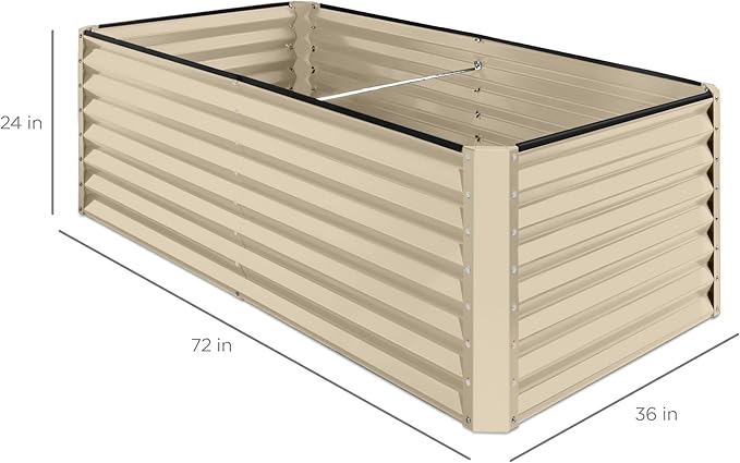 Best Choice Products 6x3x2ft Outdoor Metal Raised Garden Bed, Deep Root Box Planter for Vegetables, Flowers, Herbs, 269 Gallon Capacity, 100% Non Toxic Materials - Beige