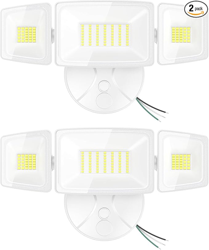 Onforu 2 Pack 75W Flood Lights Outdoor, 7000LM LED Flood Lighting Outdoor Switch Controlled, IP65 Waterproof Exterior Floodlight Fixture with 3 Adjustable Heads, 6500K Security Light for Garage Yard