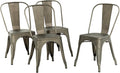 FDW Metal Chair Dining Chair Set of 4 Patio Chair Home Kitchen Chair 18 Inch Seat Height Dinning Room Chair Stackable Metal Bar Chairs Indoor Outdoor Chairs Tolix Bar Side Chair Dining Chair