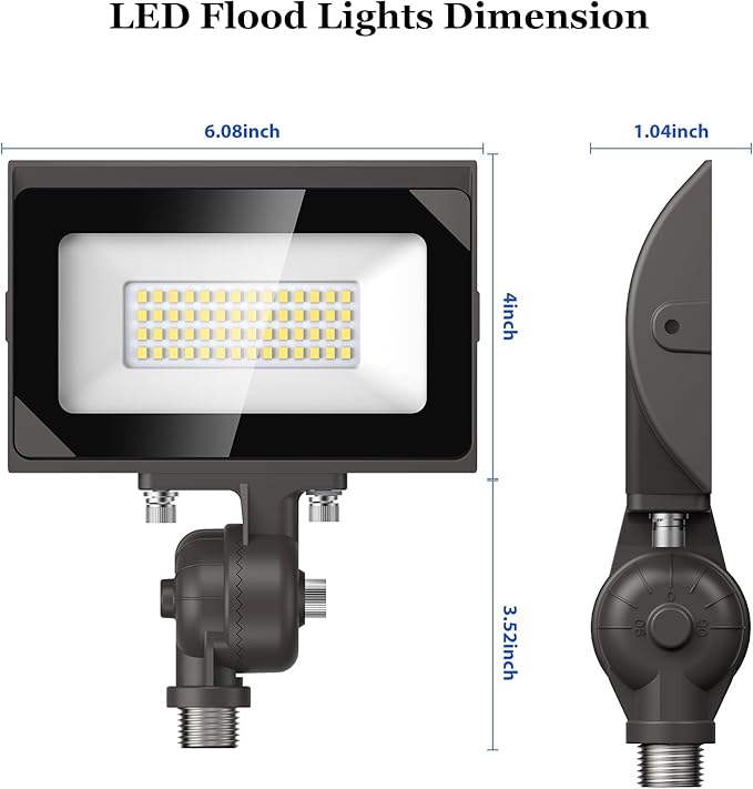 dephen 30W LED Flood Lights Outdoor with Knuckle Mount, 3450Lumen 120V Landscape Lighting, 5000K IP65 Waterproof Security Spotlight for Yard Patio Garden House (UL-Listed)