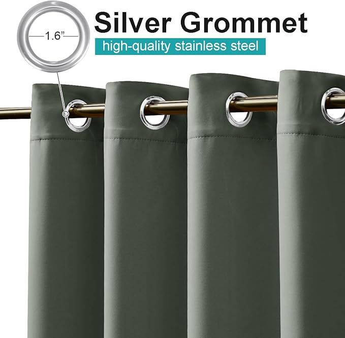 NICETOWN Indoor & Outdoor Curtains 95 inches Long, Morandi Waterproof Fbric Thermal Light Blocking Grommet Bathroom Window Treatments for Porch/Gazebo, W52 x L95, 1 Panel