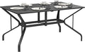 Outsunny Rectangle Outdoor Dining Table for 6 People, Steel Rectangular Patio Table with Umbrella Hole, Steel Frame for Garden, Balcony, Black