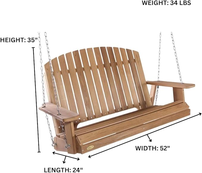 All Things Cedar PS50-SW10 Adirondack 4-ft Cedar Swing with Comfort Springs Wood