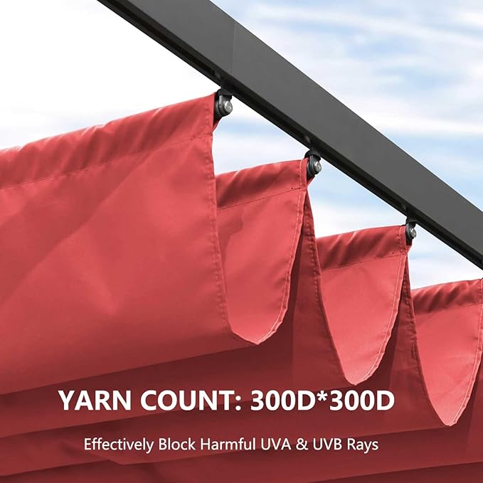 Pergola Shade Cover Replacement Canopy Top Compatible with 10 X 13 ft 6-Bar Pergola Frames - Red (Canopy Size 116" W x 135" L, Canopy Top Only)
