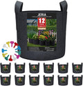 JERIA 12-Pack 3 Gallon Grow Bags, 300G Thickened Nonwoven Garden Pots,Heavy Duty Fabric Pots with Reinforced Handles