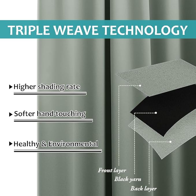 NICETOWN Outdoor Curtains for Patio Waterproof Extra Wide 84", 2 Panels Sun Blocking Vertical Blinds Thermal Insulated Stainless Grommet for Front Porch/Gazebo/Pergola, Sage Green, 84" Long