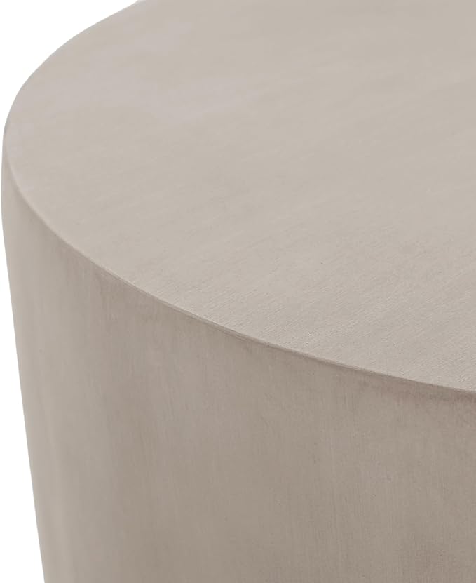 Christopher Knight Home Outdoor Round Side Table, U-Shaped Patio Garden Stool Coffee End Table,Decorative Accent Table for Patio,or Balcony,Lightweight Concrete Material,Light Gray