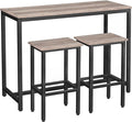 HOOBRO Bar Table and Chairs Set, 47.2” Rectangular Pub Table with 2 Stools for Small Space, High Top Table, 3-Piece Breakfast Set, Sturdy Metal Frame, Easy to Assemble, Greige BG52BT01