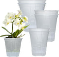 Cdd's Path 6-Pack Bare Root Planter Self Watering Pots Set with Holes for Indoor/Outdoor Plants, 2 Each of 5, 6 and 7 Inch Planter Pot with Watering Hole/Reservoir and Air Pipes, Clear