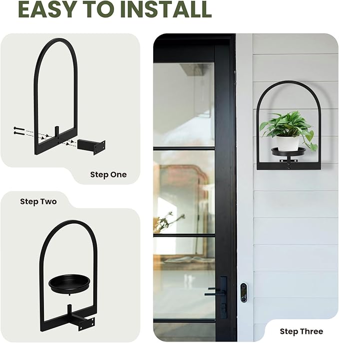 Wall Planters for Indoor Plants Set of 2, Hanging Planter for Indoor Plant Stand Plants Wall Decor - Premium Metal Hanging Plant Holder (Semi-Round)