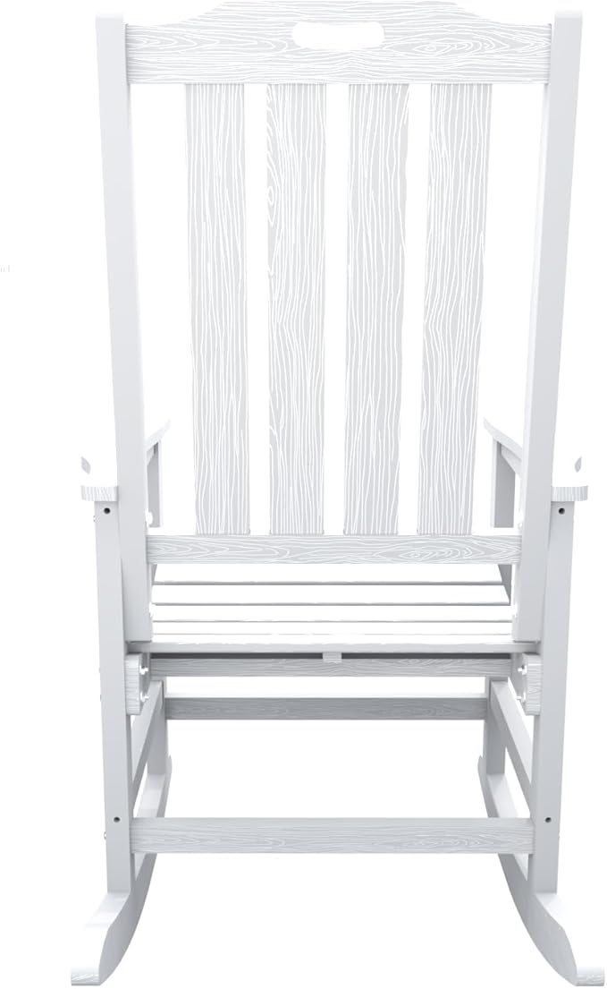 Oversized Rocking Chair Set of 4, Outdoor Rocking Chair for Adults, All Weather Resistant Porch Rocker for Lawn Garden, White