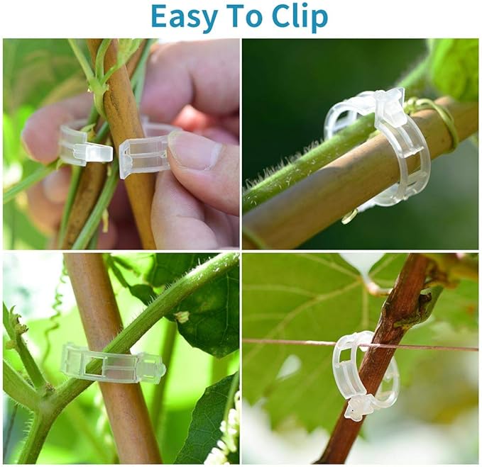 300Pcs Plastic Plant Clip, Plastic Trellis Plant Support Clips for Support, Garden Clips for Climbing Plants, Plastic Trellis Clips Plant Support Clips Vegetables Grape Vine Tomato Plant Fixing Clips