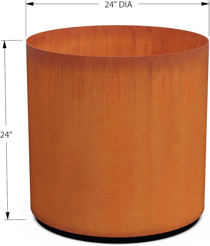PLANTERCRAFT Corten Steel Metal Planter Box, Round Sizes, Modern Garden Steel planters for Commercial and Residential Outdoor Use.