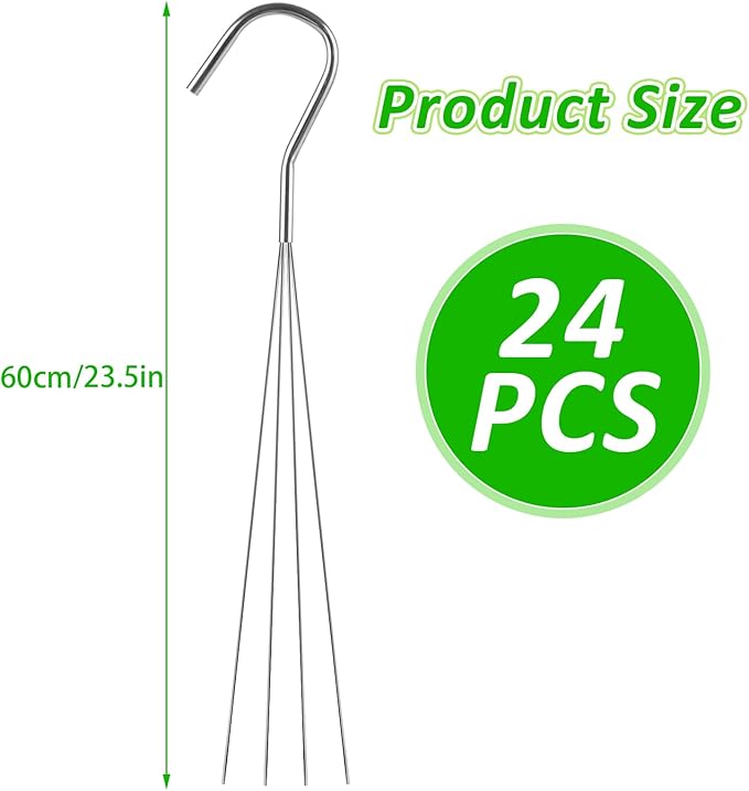 24 Pack Chain for Hanging Plants, 24 inch 4 Point Wire Plant Hangers for Hanging Baskets, Hanging Plant Chain for Indoor Outdoor Patio Garden Greenhouse Supplies