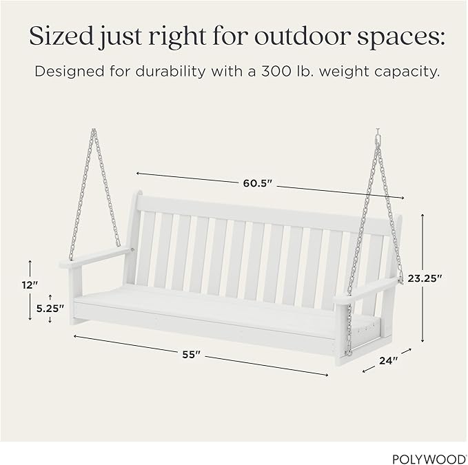 POLYWOOD GNS60WH Vineyard 60" Swing, White