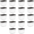 Sterilite 18-Pack Plastic Storage Bins w/ Lids, Shelf Totes Clear Containers, 50 Qt, Gray