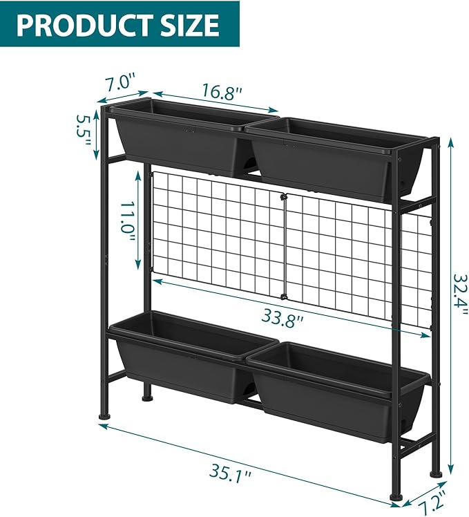 OYEAL Raised Garden Bed with Legs & Trellis, 32" Tall Vertical Garden Planter Boxes Outdoor Flower Bed for Gardening, Vegetables, Flowers, Herbs, Backyard, Grey