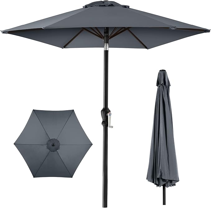 Best Choice Products 10ft Outdoor Table Compatible Steel Polyester Market Patio Umbrella w/Crank and Easy Push Button Tilt