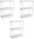 Gracious Living 3 Pack Light Duty Storage Shelves, Knect-A-Shelf 3-Shelf Ventilated Shelving Rack Organizer for Home, Garage, Basement, Laundry, White