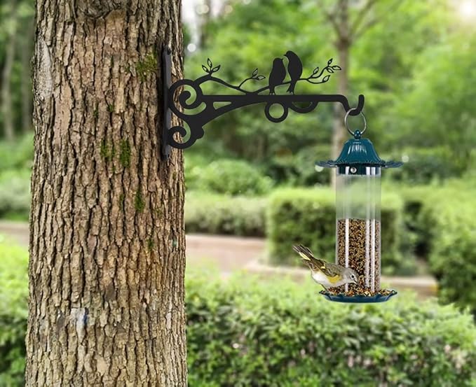 Multipurpose Hanging Basket Plant Brackets Outdoor Indoor, Heavy Duty Solid Steel Plant Hangers, Wall Mounted Lantern Hooks for Garden Plants Flower Light Bird Feeder Pack of 2