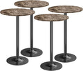 Furmax Bistro Pub Table Round Bar Height Cocktail Table for Home Bar, Round Bar Tables for Party, Dining Room, Living Room and Wedding, Metal Base MDF Top Obsidian, 40.6 Inch Height (4, Faux Marble)
