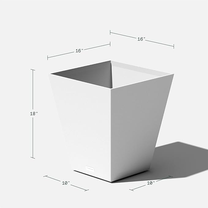 Veradek Nobleton Indoor/Outdoor Wide Square Planter (White, 18 inch - 2 Pack with 2 Saucer Trays)