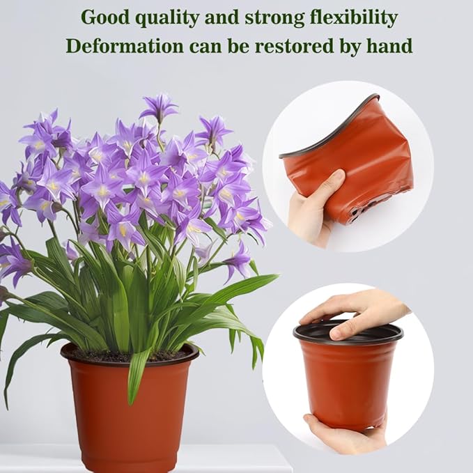 Nursery Pots 100 PCS 6 Inch Plant Pots with 100 Labels, Planting Pot for Plants Indoor Outdoor, Plastic Flower Pot for Seedlings Transplanting Small Plants Growing
