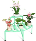 Corner Plant Stand Outdoor Metal,2 Tier Heavy Duty Ladder Plant Shelf Indoor for Multiple Plants,37.08" L x 22.83" W x 20.07" H,Mint Green