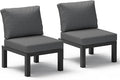 Aluminum Outdoor Patio Sofa Set, 2 Seats Modular Sectional Single Seat Sofa Chairs with Removable Cushions, All-Weather Outdoor Conversation Sets for Garden & Yard, Graphite