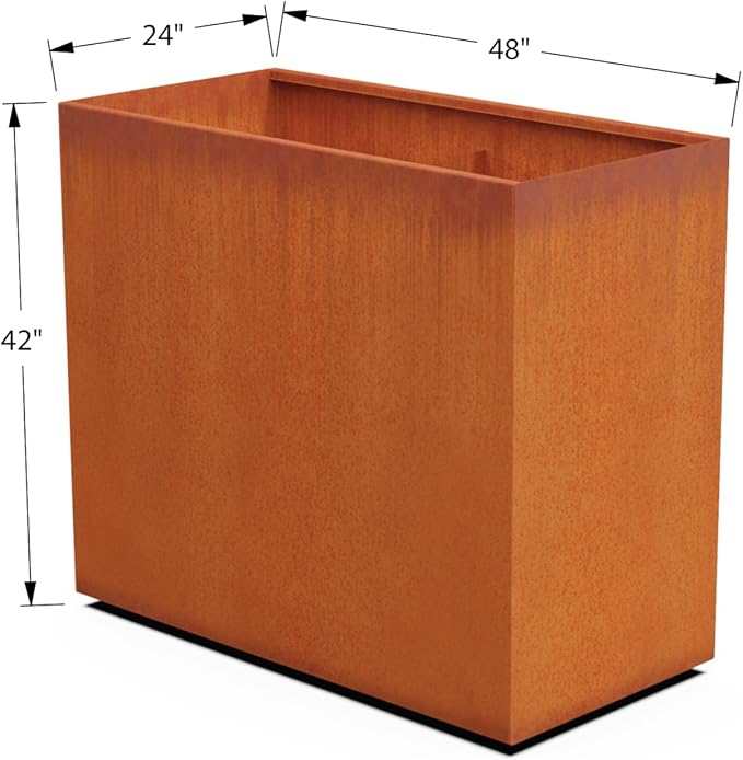 PLANTERCRAFT Corten Steel Planter Rectangle Outdoor Metal Garden Box Heavy Duty | Made in USA | Fully Assembled