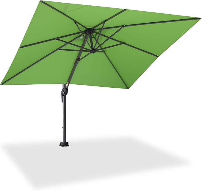 PURPLE LEAF 8' X 8' Patio Umbrella for Pool 7' High Offset Outdoor Cantilever Umbrella Swimming Pool Umbrella with 360°Rotation for Poolside Apple Green