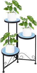 Plant Stand Indoor 3 Tie Mosaic Metal Corner Shelf Outdoor Plant Pot Holder Folding Storage Corner Table Plant Shelves for Living Room