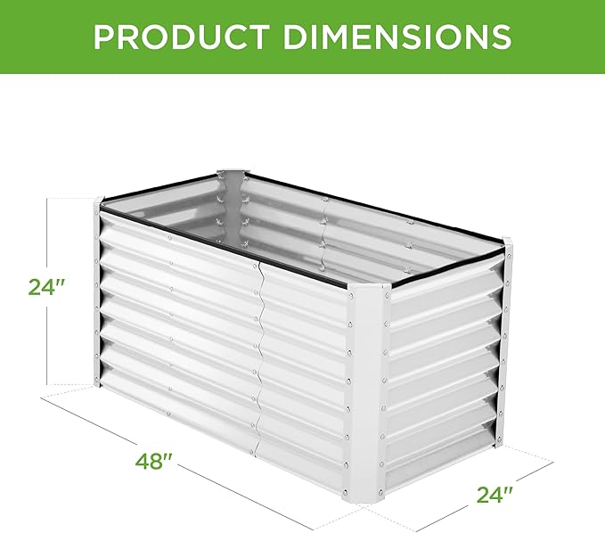 Best Choice Products 4x2x2ft Outdoor Metal Raised Garden Bed, Deep Root Box Planter for Vegetables, Flowers, Herbs, 119 Gallon Capacity, 100% Non Toxic Materials - White