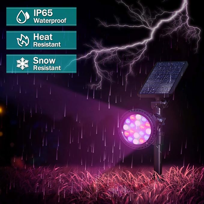Solar Outdoor Lights, 9 Modes Color Changing 18 LED Halloween Solar Spot Lights Outdoor Waterproof Spotlight Landscape Light Solar Powered for Garden Yard Tree Flag Patio Christmas(2 Pack)