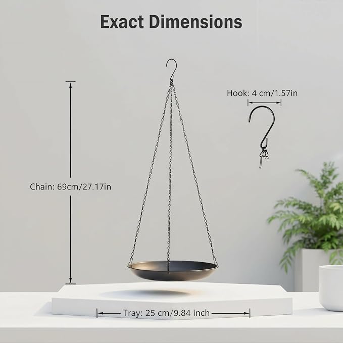 Hanging Planter for Indoor Outdoor, Plant Hanger, Hanging Plant Holder, Plant Pot Shelf Basket for Window Wall Ceiling Garden with Chains and Hooks, 2Pcs (Round)