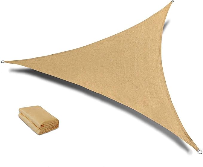 SUNLAX Sun Shade Sail 13' x 13' x 13' Sand Triangle Canopy Sail Shade Cover UV Block Permeable Sunshade Outdoor for Patio Backyard (We Make Custom Size)