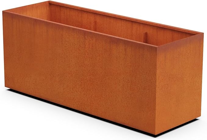 Plantercraft Large Rectangular Planters for Outdoor Plants - 72x24x30 Inch Corten Steel Planter, Extra Large Metal Planter Box for Patios, Decks & Privacy Screens, Arrives Fully Assembled