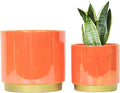 Gepege Peach Indoor Plant Pots for Plants, Ceramic Planter with Drainage Hole, 7.6 Inch +6 Inch 2pcs Succulent Orchid Flower Pot - Rainbow Pearl Glaze
